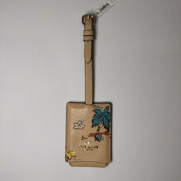 NWT COACH 73737 Hawaii Print Leather Luggage Tag - Picture 1 of 2